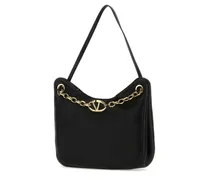 Women's Black Leather Vlogo Moon Shopping Bag Nero Borse A Mano