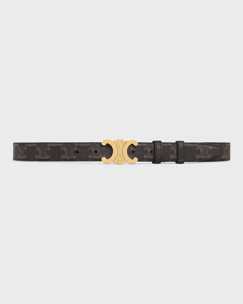 Celine Women's Ceinture Triomphe Canvas 25mm Tan Brown Belt Brown