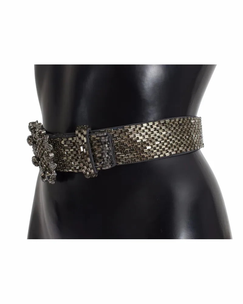Dolce & Gabbana Women's Multicolor Wide Crystal Buckle Sequined Belt Viscose Multicolor