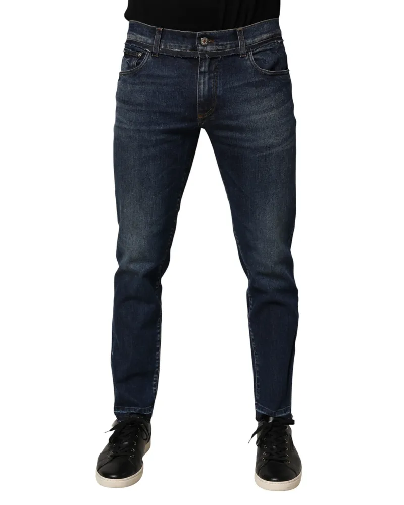 Dolce & Gabbana Blue Cotton Stretch Skinny Men Denim Jeans Co+02+pu Clothing Blue