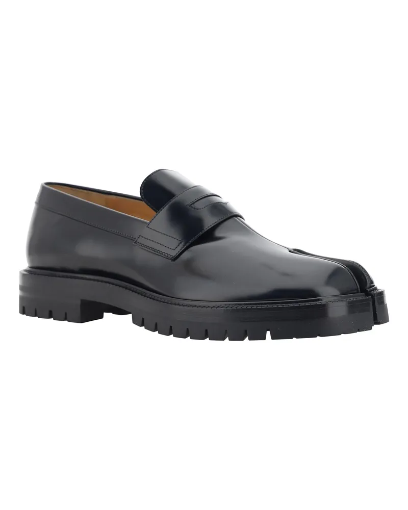 Maison Margiela Men's Tabi Loafers Black Calf Leather Bos Taurus Black