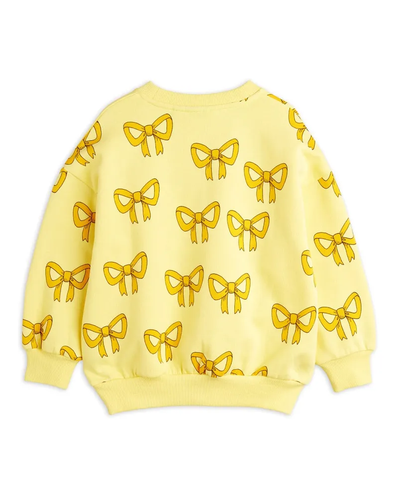 Mini Rodini Bow All-Over Print Cotton Sweatshirt — Yellow Yellow
