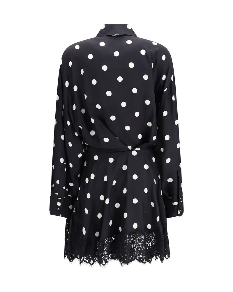 Max Mara Polka-Dot Lace Dress — Black Black