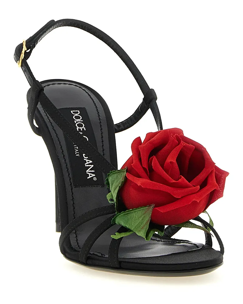 Dolce & Gabbana Three-Dimensional Rose Embellishment Heels — Black Black