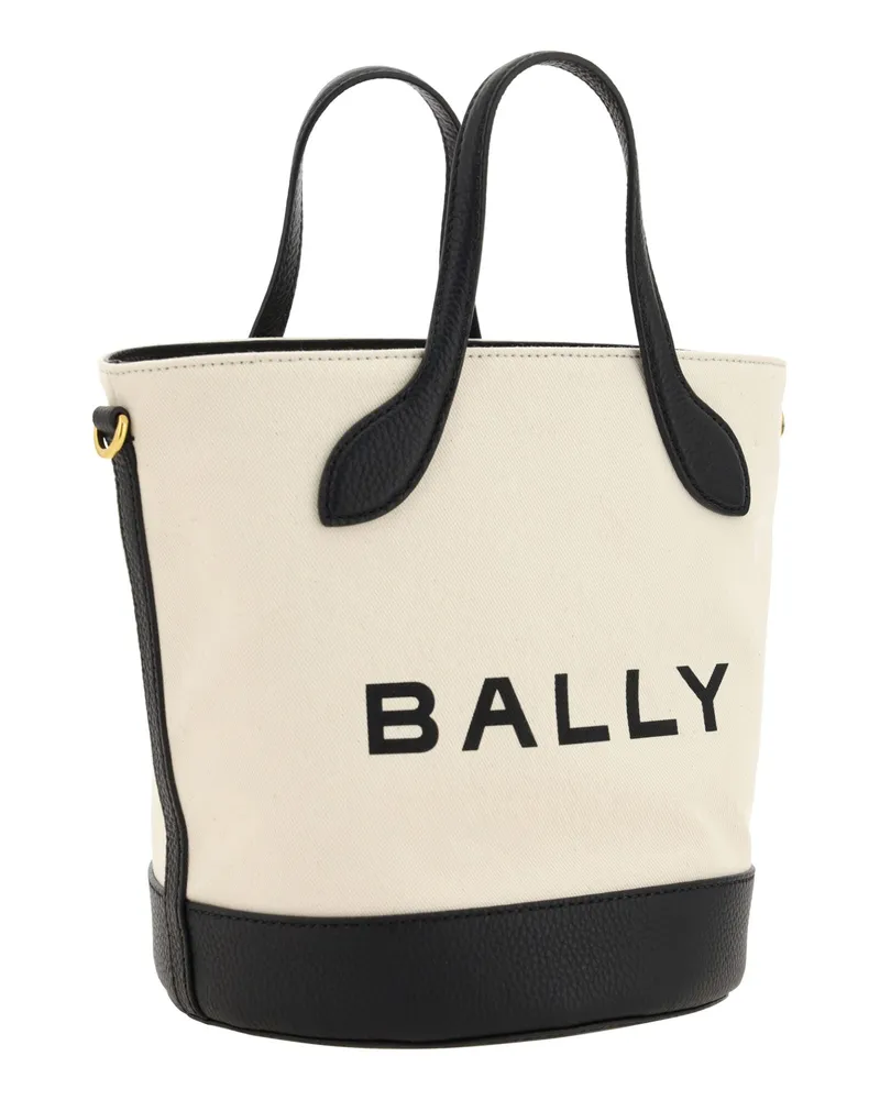 Bally Women's White And Black Leather Bucket Bag Multicolor