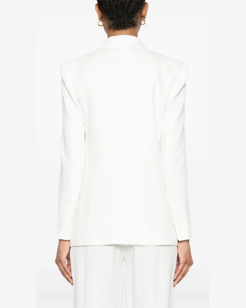 Elisabetta Franchi Double-Breasted Linen Blend Blazer — White White