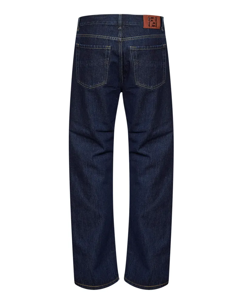 Fendi Men's Jeans Straight-Leg Dark Blue Polyester Blue