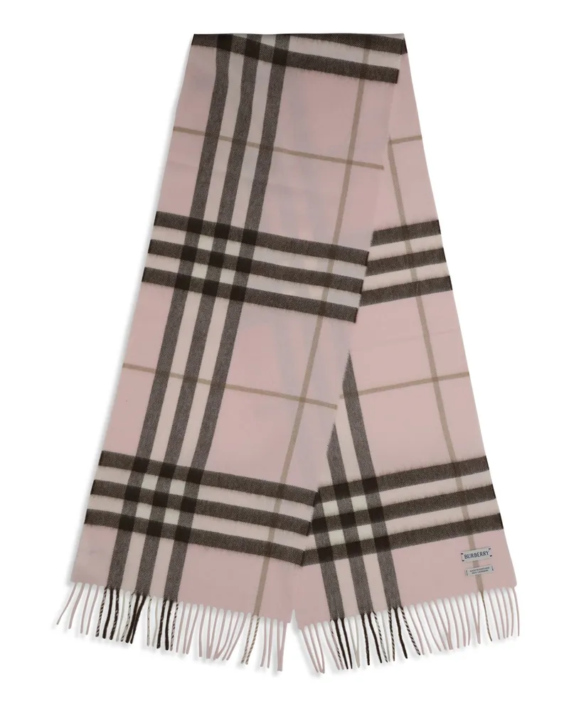 Burberry Women's Check Cashmere Scarf Bow Pink Kashmir-Capra Hircus Kashmir/capra Scarfs Pink