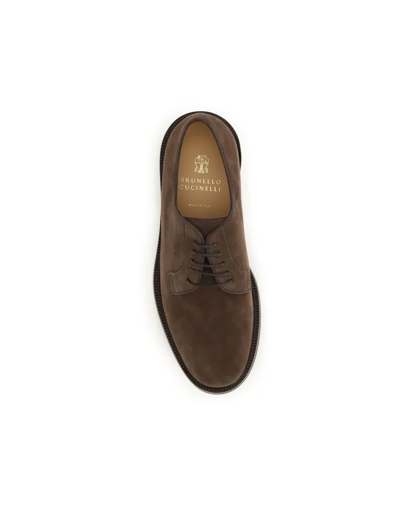 Brunello Cucinelli Men's Brown Calf Leather Bos Taurus Oxfords And Derbies Shoe Brown