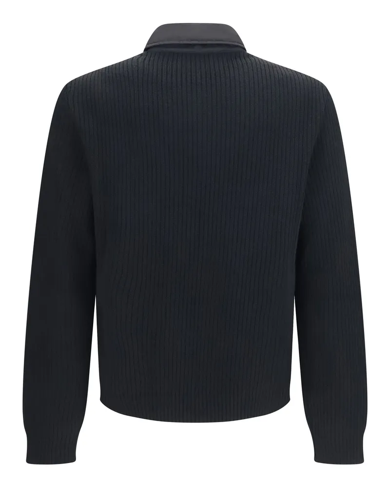 Prada Men's Knit Jacket With Padded Front Nero Knitwear Sweater Black