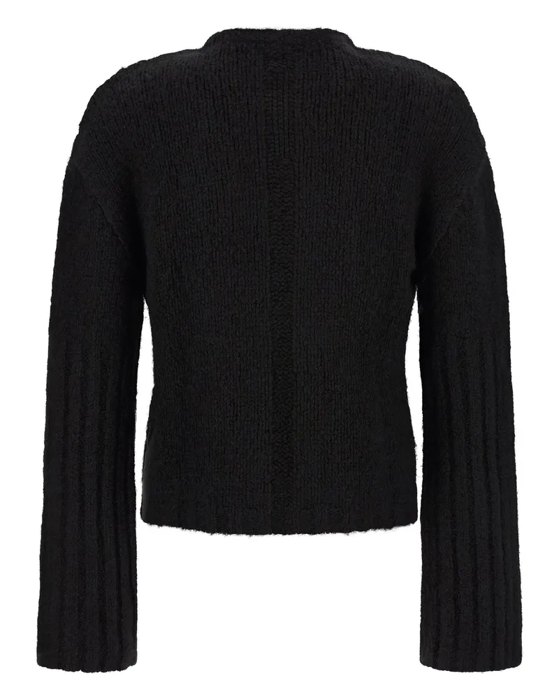 Rick Owens Cashmere-Silk Blend with Megarib Sleeves Sweater — Black Black