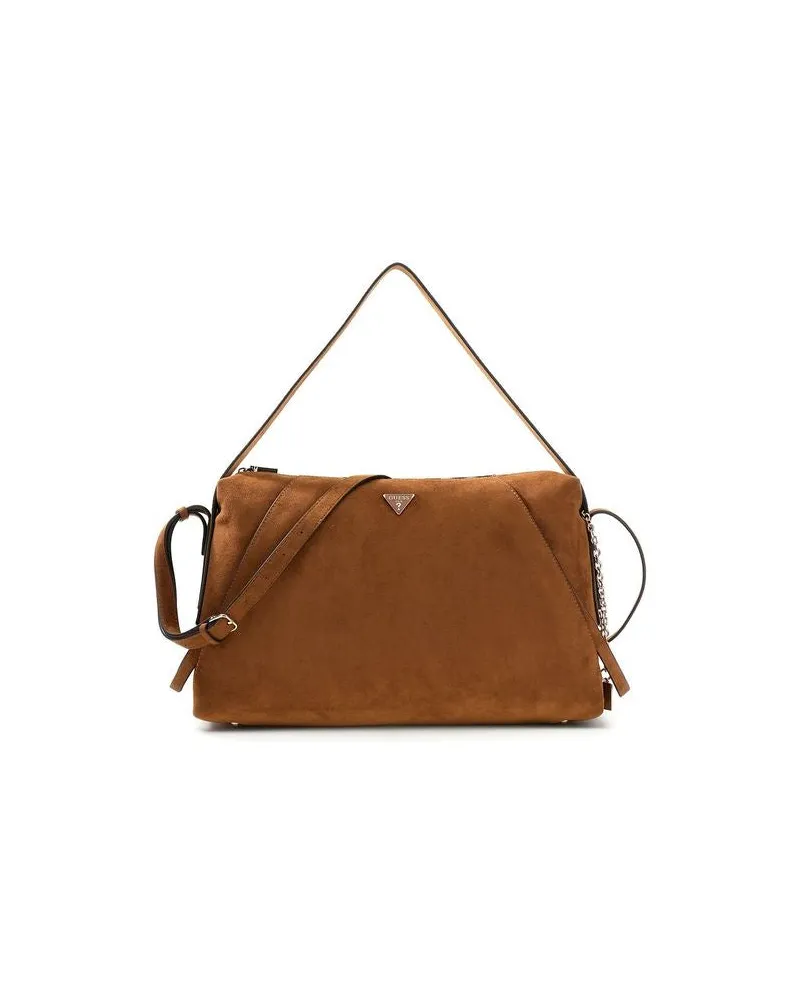 Guess Women's Shoulder Bag Cognac Polyester - Shoulder-Bags Brown