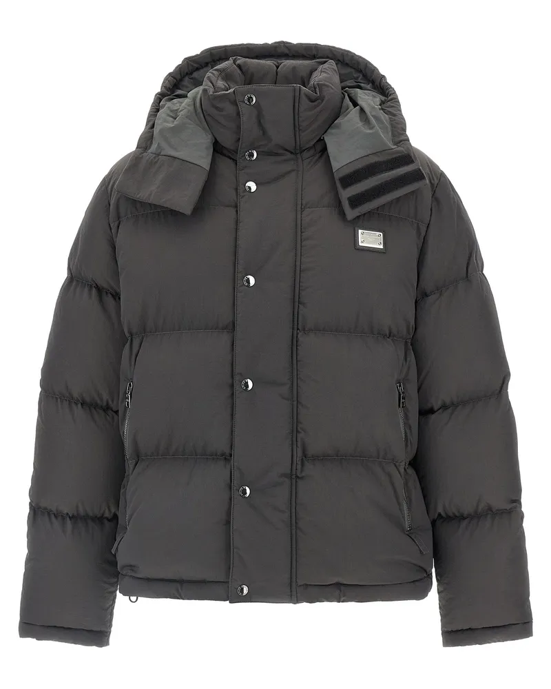 Dolce & Gabbana Quilted Polyamide Down Jacket — Gray Gray