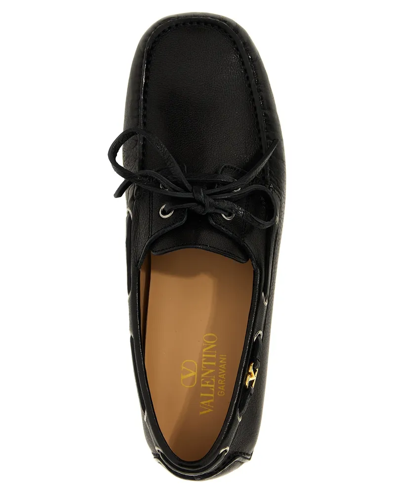 Valentino Garavani Men's Black Buffalo Leather Slip-On Loafers Black