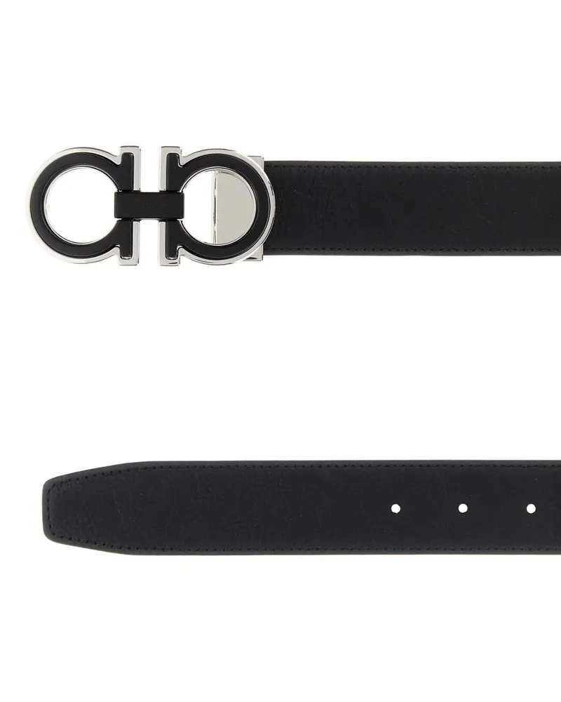 Ferragamo Men's Black Leather Reversible Belt Nerdarrai Cinture Black