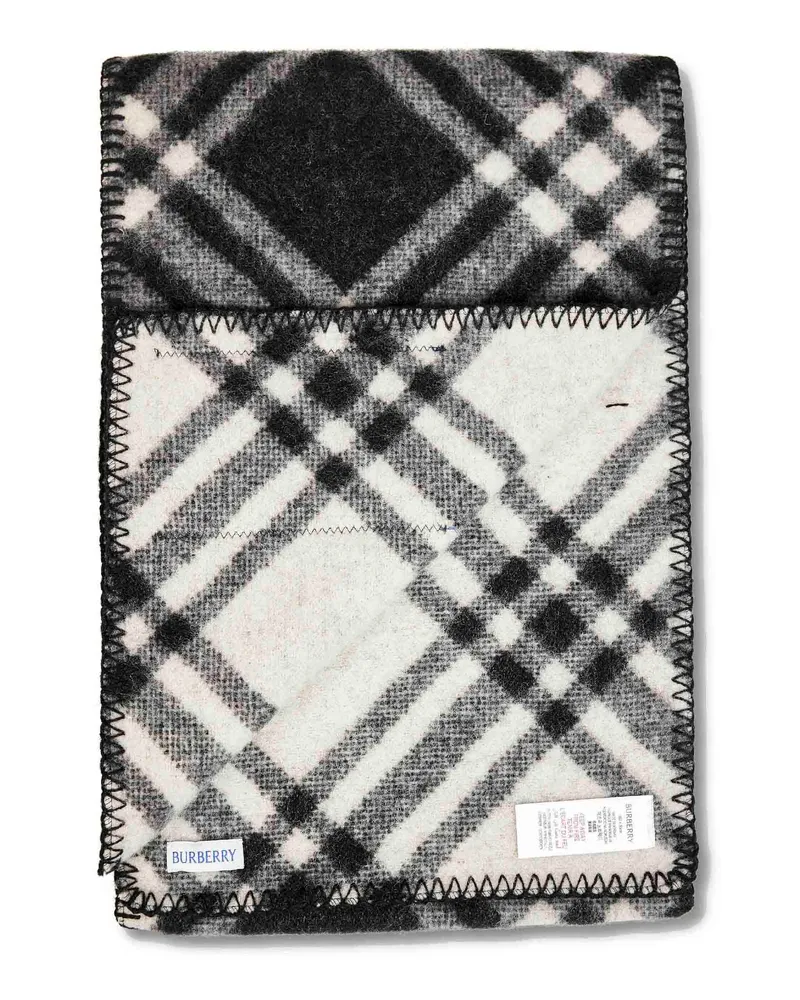 Burberry Men's Wool Scarf Black Check Scarfs Black