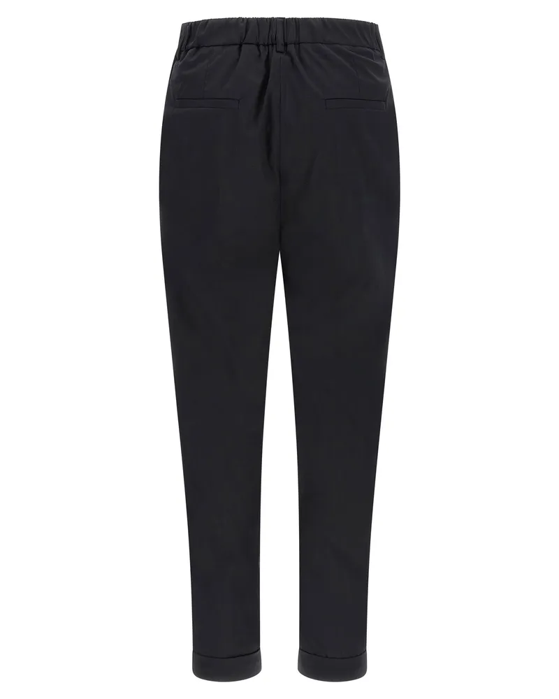 Kiton Stretch Cotton Poplin Trousers — Black Black