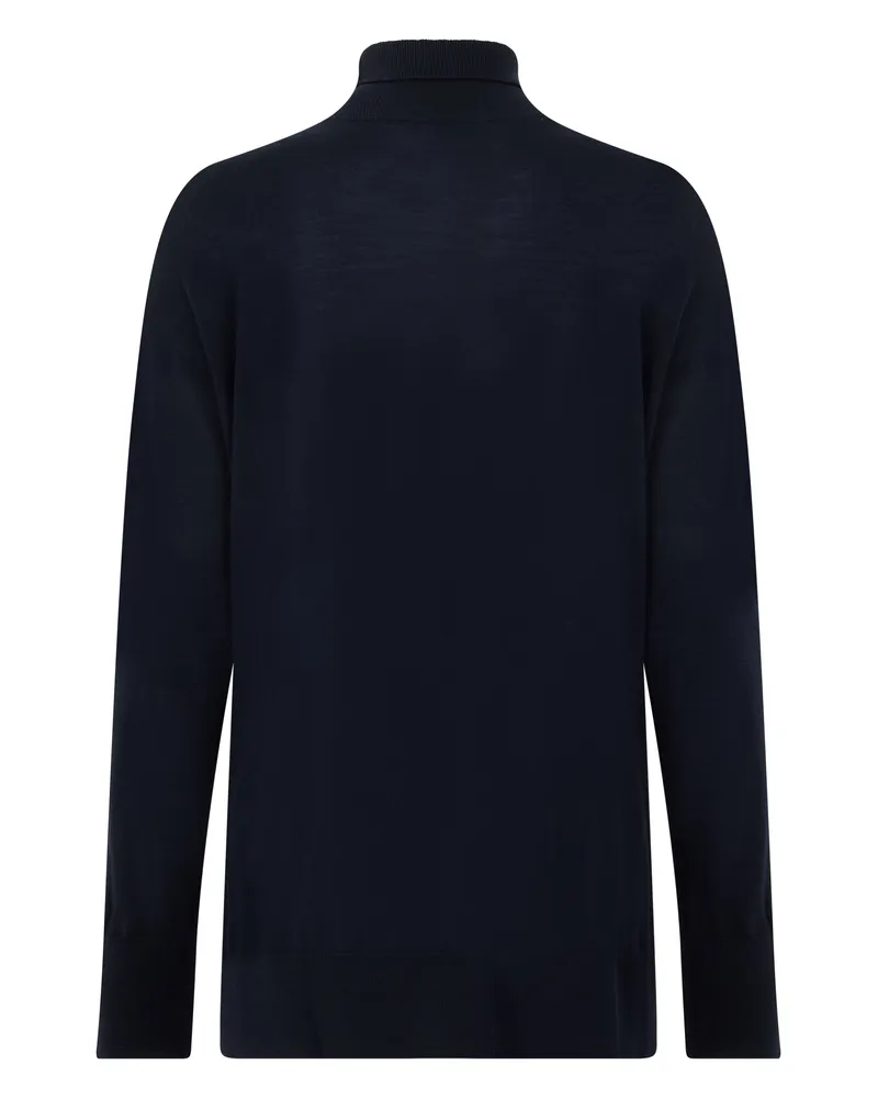 Max Mara Women's High-Neck Sweater Blue Virgin Wool Navy