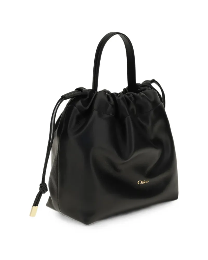 Chloé Lambskin Drawstring Shoulder Bag — Black Black
