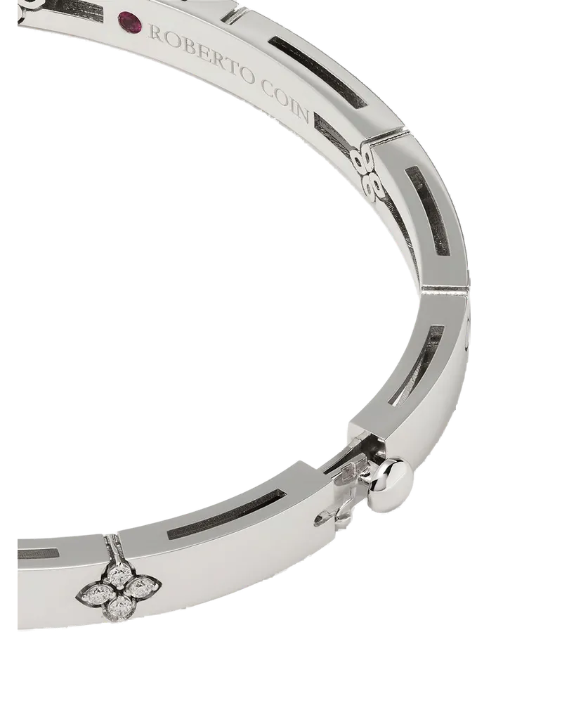 Roberto Coin Women's 18kt White Gold Diamond Love Verona Bangle Bracelet Continuty White