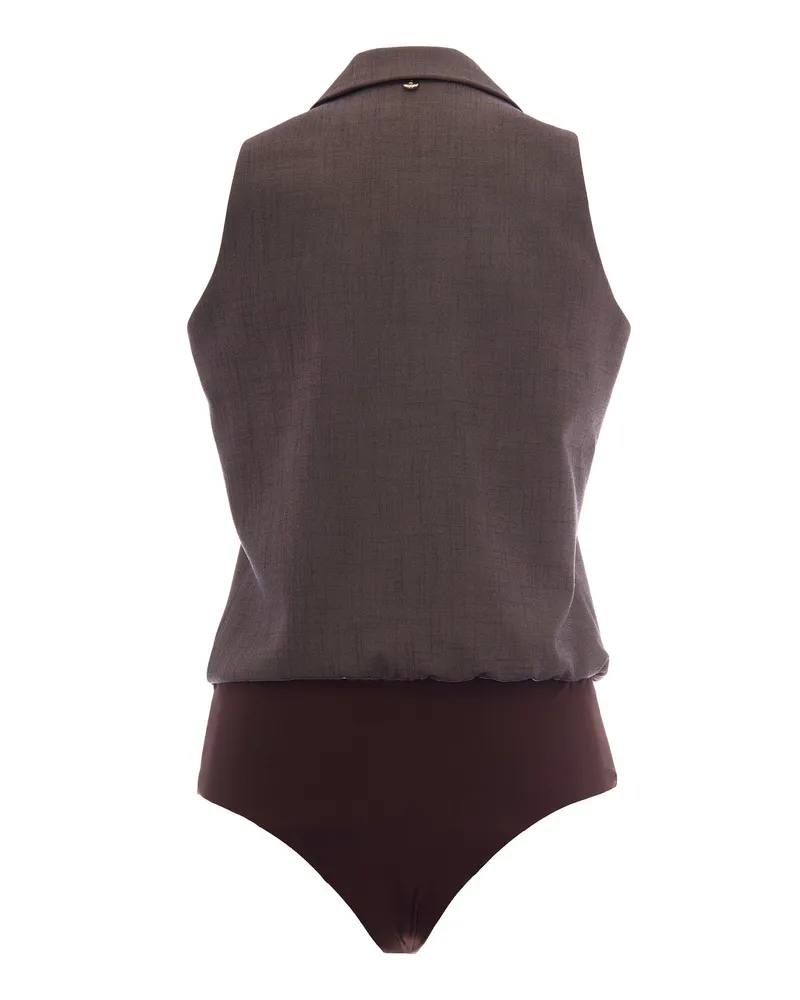 Liu Jo Women's Gilet Body Pepe Melange Polyester Tops Top Gray