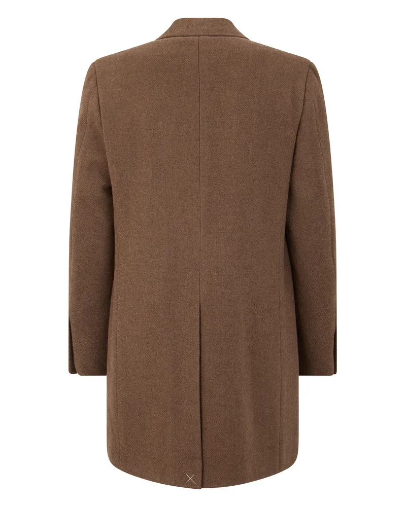 Canali Men's Long Wool Coat Brown Brown