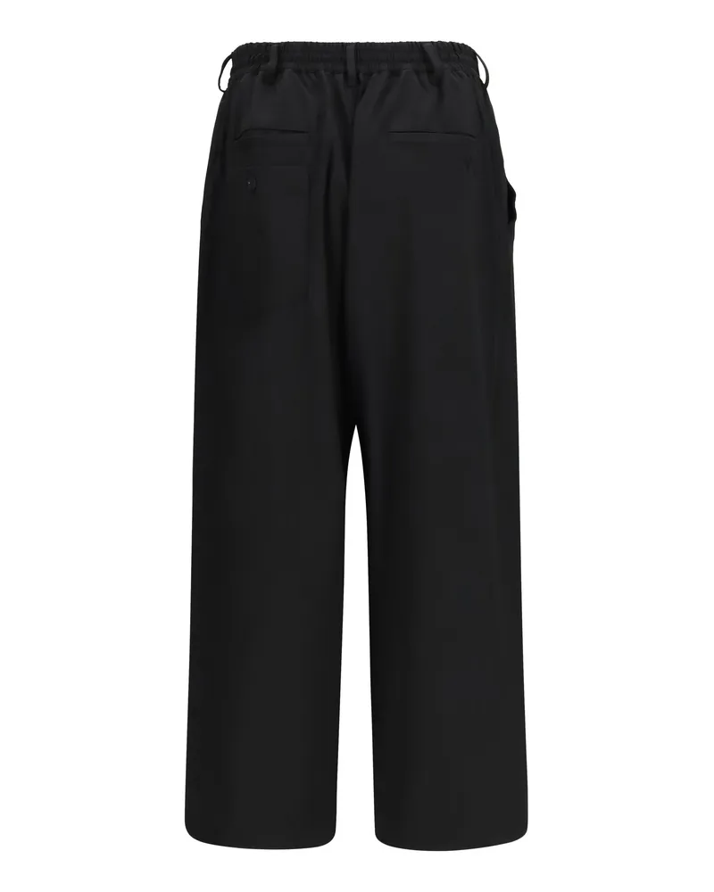 Y-3 Wool Straight-Leg Trousers — Black Black