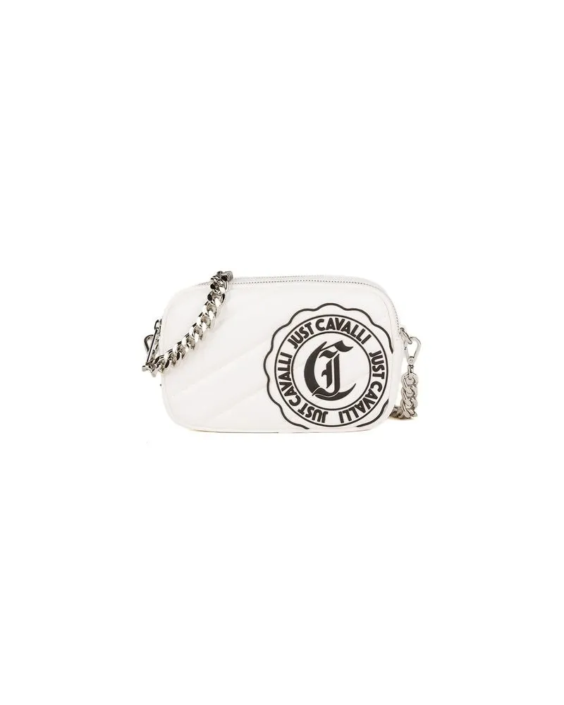 Just Cavalli Women's Crossbody Bag White-Black Polyester Crossbody-bags White