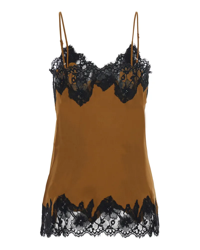 Gold Hawk Clothing Women Satin V-Neck Top With Spaghetti Straps Black Silk Tops Brown