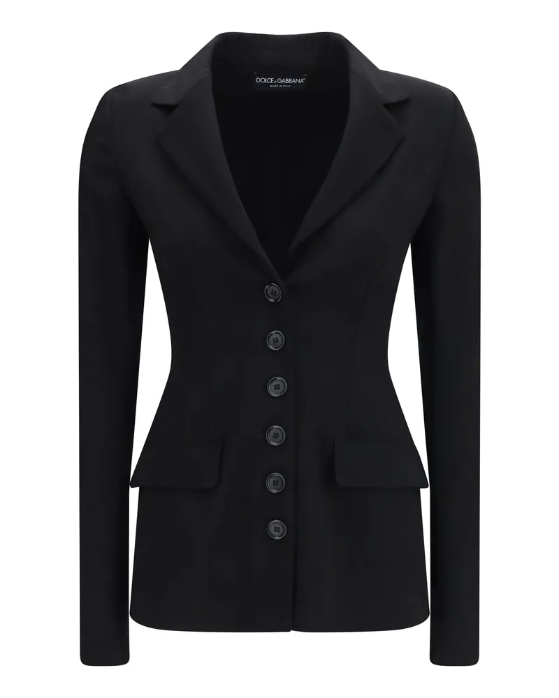 Dolce & Gabbana Single-Breasted Stretch Wool Blazer — Black 