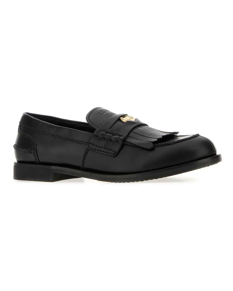 Miu Miu Women's Black Leather Loafers Nero Mocassini Black