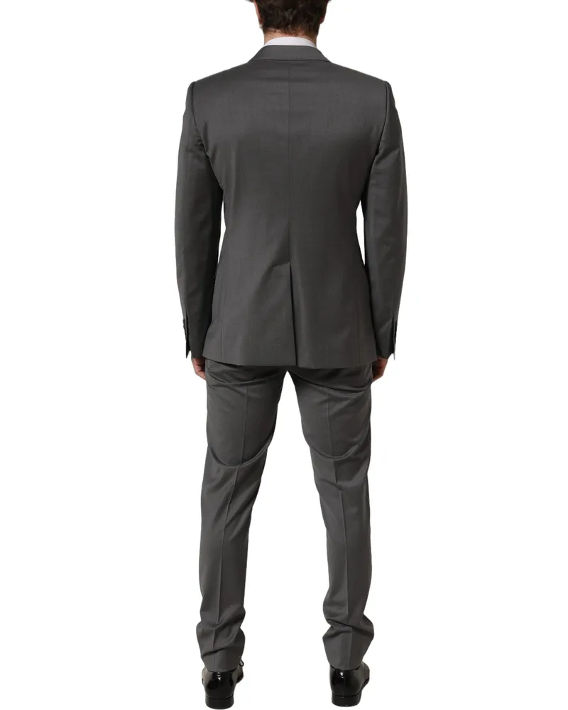 Dolce & Gabbana Gray Martini Slim Fit Formal 2piece Men Suit Virgin Wool Elastane Gray