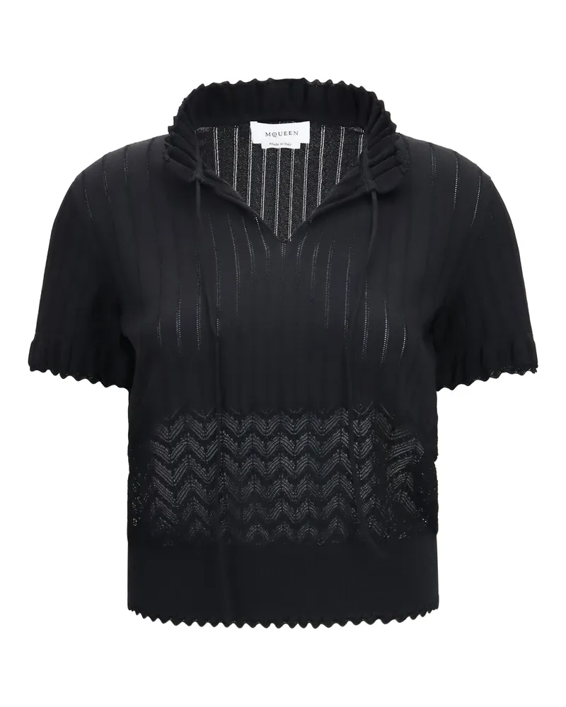 Alexander McQueen Open-Knit Viscose T-Shirt — Black Black