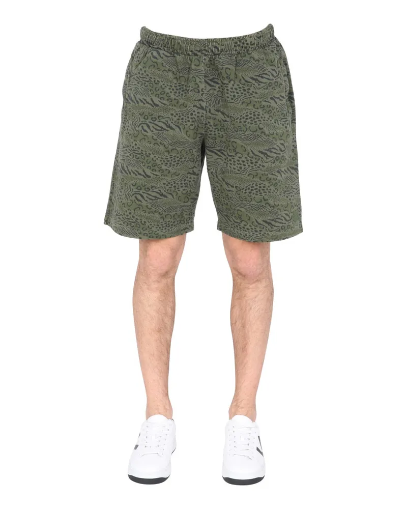 Kenzo Animal Print Cotton Bermuda Shorts — Brown Brown