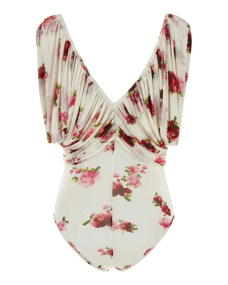 Magda Butrym Women's Printed Jersey Bodysuit Cream Exterior: Cupro Elastane Maglie Sweater Cream