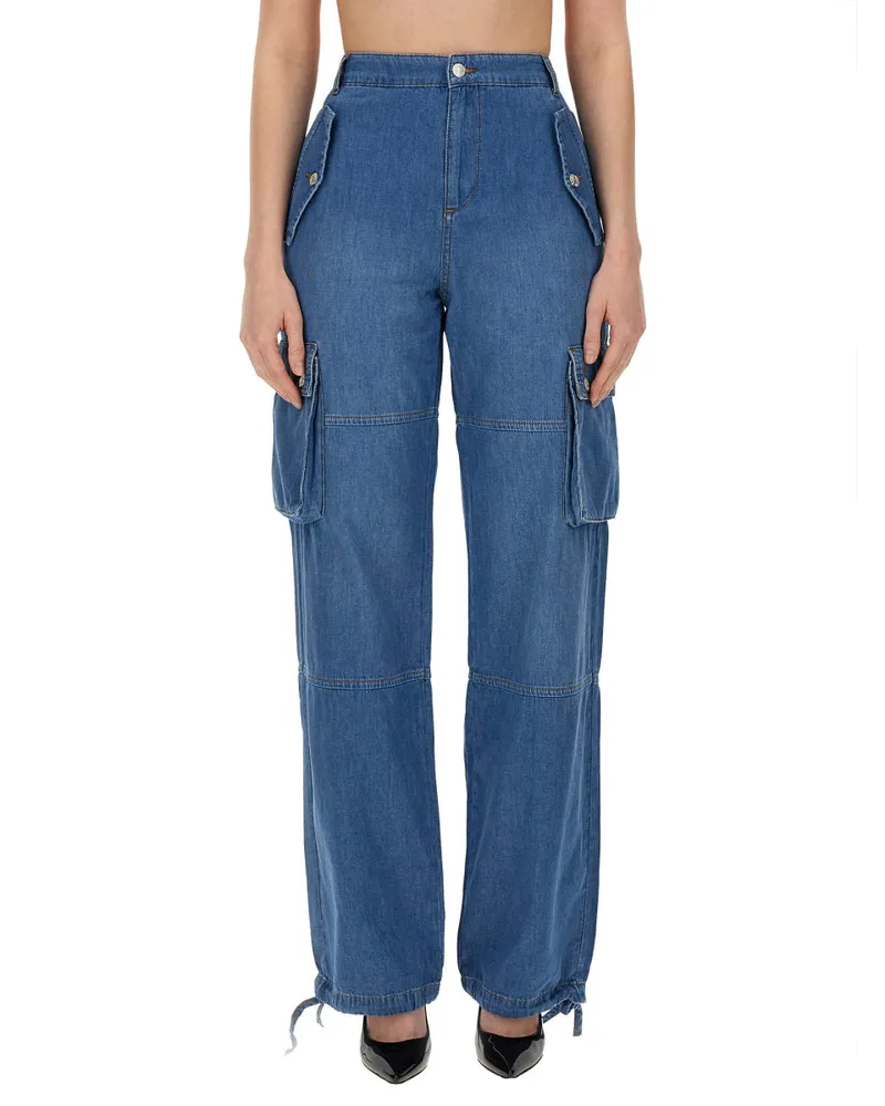 Moschino Viscose-Elastane Blend Cargo Pants — Blue Blue