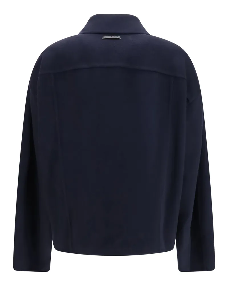 Marni Wool with Logo Embroidery Jacket — Navy Navy
