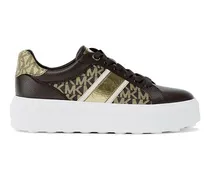 Leopard-Print Canvas Platform Sneaker — Black