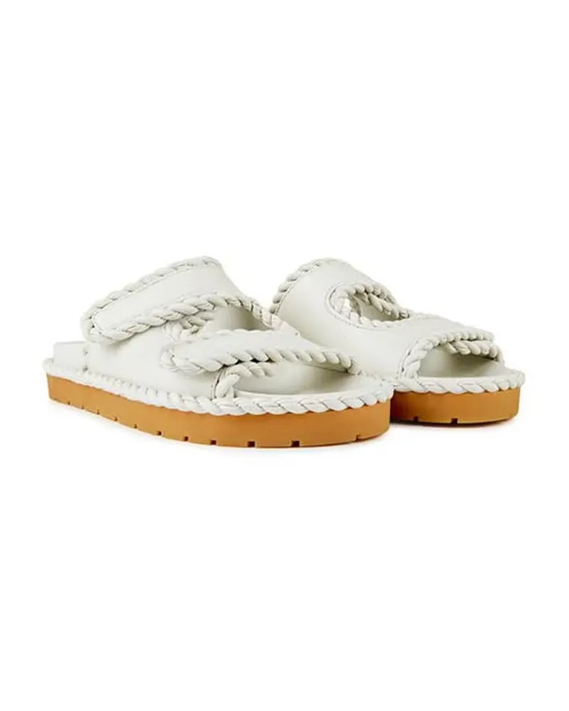 Bottega Veneta Women's White Lamb Leather Flat Sandals White
