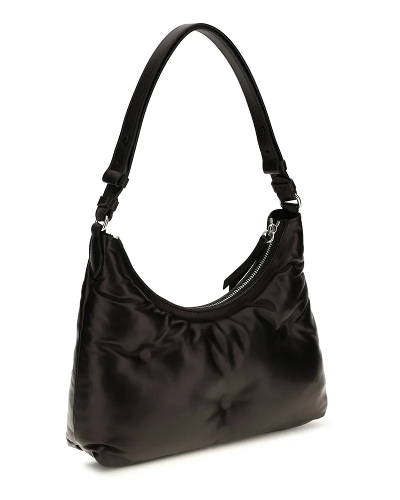Maison Margiela Women's Hobo Shoulder Bag Glam Slam Black Lamb Leather Black