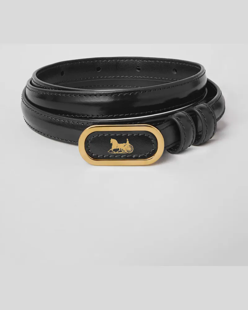 Celine Covered 13mm Leather Belt — Black Black