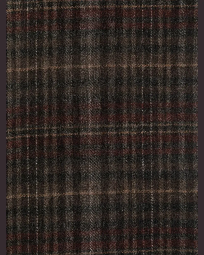 Paul Smith Check Pattern Brushed Wool Scarf — Black Black