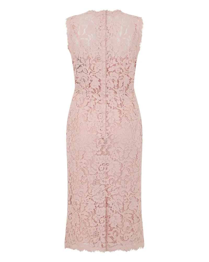 Dolce & Gabbana Women's Midi Dress Pink Lace Cotton Pink