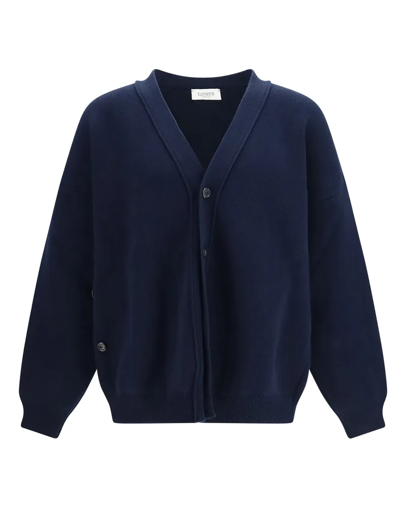 Laneus Men's Wool Cardigan Navy Blue Sweater 