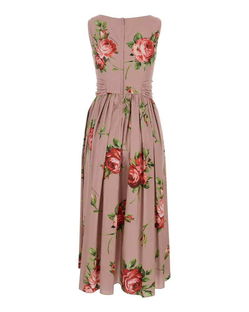 Dolce & Gabbana Floral Print Cotton Dress — Pink Pink