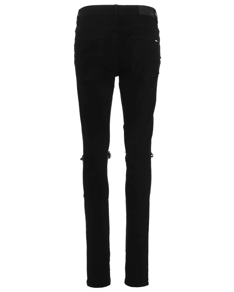 Amiri Ripped Cotton Skinny Jeans — Black Black