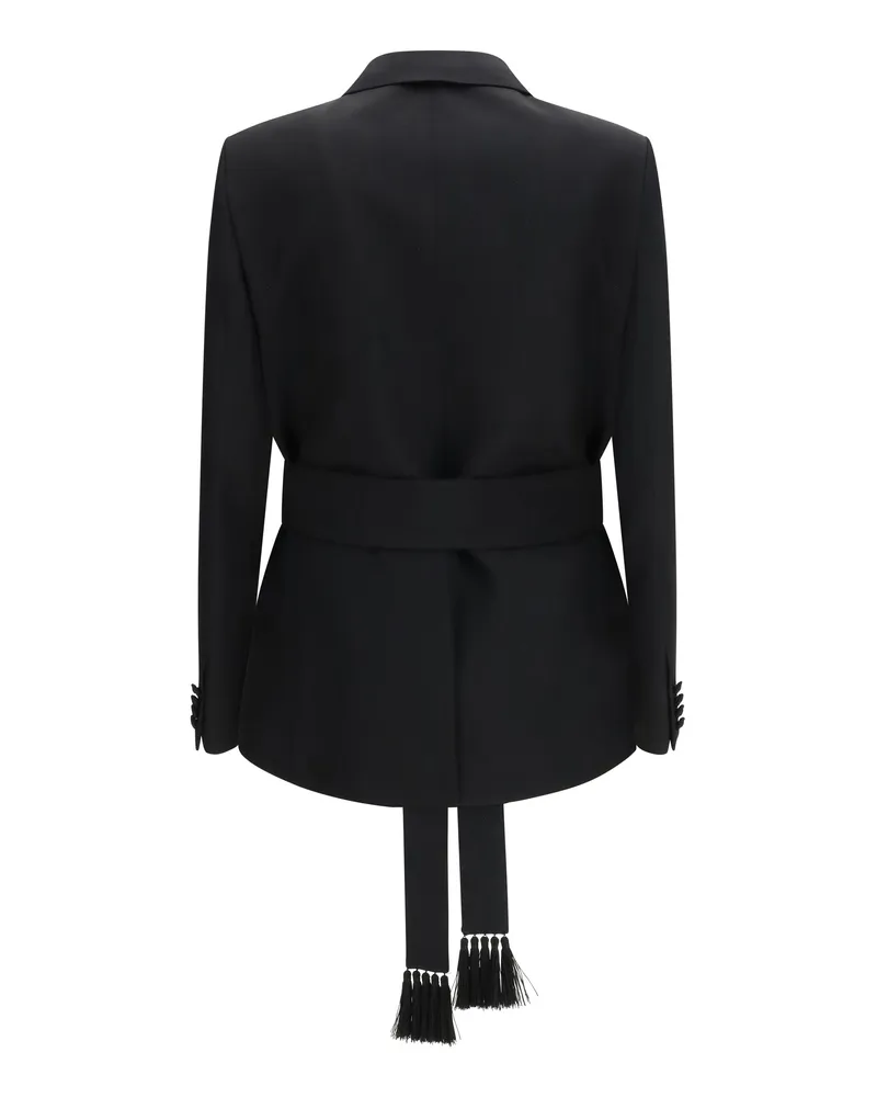 Valentino Garavani Men's Double-Breasted Virgin Wool Blazer With Belt Nero Outer: Fleece Ovis Aries Blazers E Vests Black