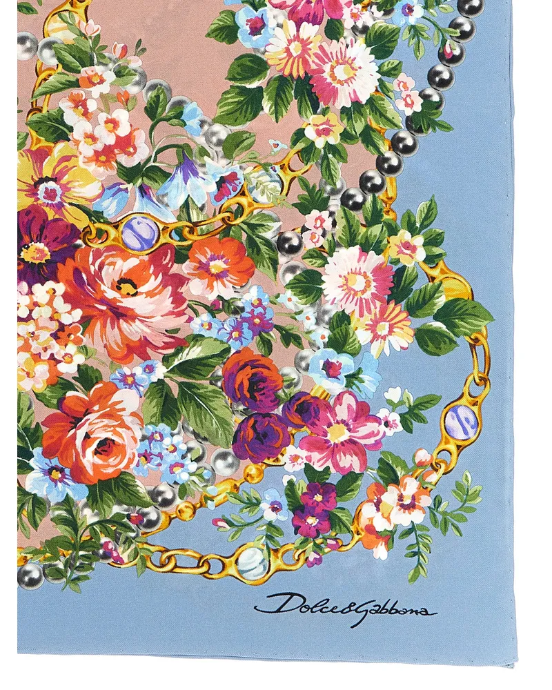 Dolce & Gabbana Mazzolini di Fiori Scarf — Blue Blue