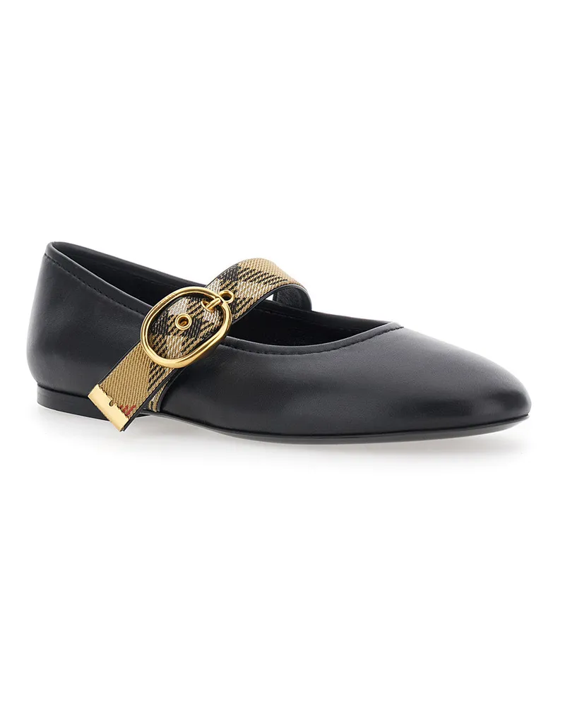 Burberry Women's Ballet Shoes Robin Black Leather Lamb Ballerina Black
