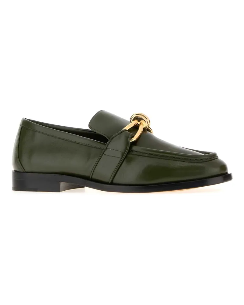 Bottega Veneta Women's Olive Green Leather Astaire Loafers Mocassini Green